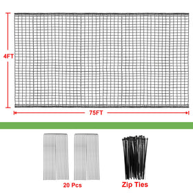 Qinheesiu Deer Netting kit-pack includes stakes and zip ties for quick install.