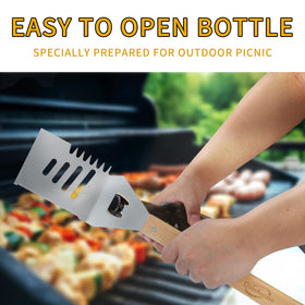 Qinshaine bottle opener integrated into the spatula for convenient barbecues