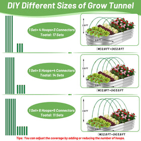 Qinzave four-hoop tunnel configuration shows scalable frames for different bed sizes.