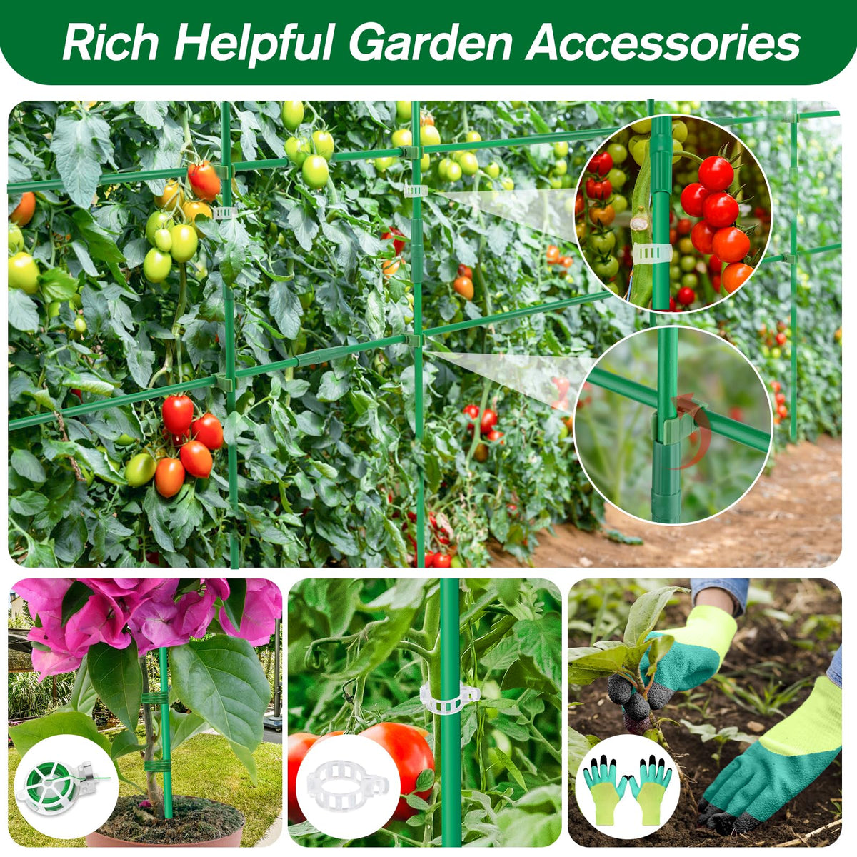 Qinzave garden glove protecting hands while staking and adjusting