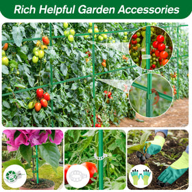 Qinzave garden glove protecting hands while staking and adjusting
