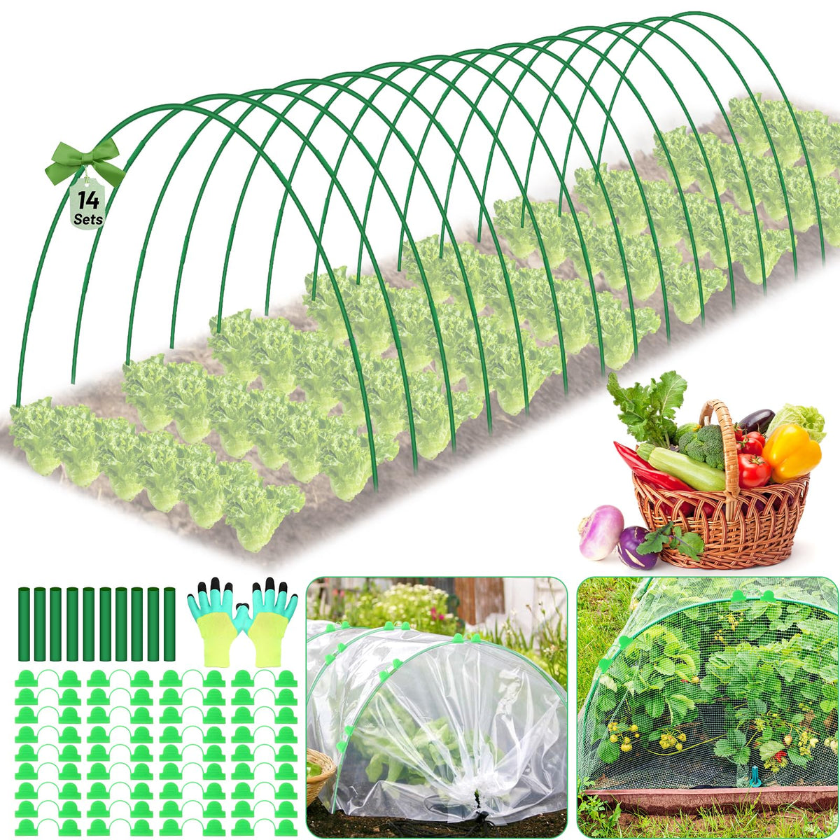 Qinzave garden hoops raised bed assembly demonstrates sturdy fiberglass support for year-round plant growth.