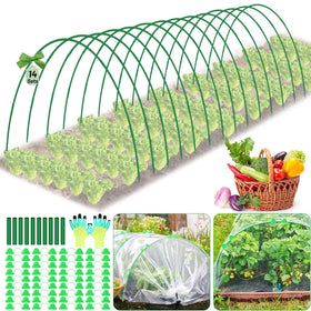 Qinzave garden hoops raised bed assembly demonstrates sturdy fiberglass support for year-round plant growth.