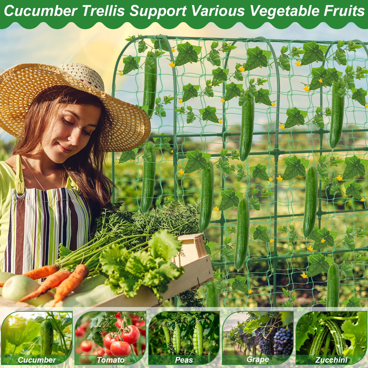 Qinzave trellis includes garden netting for guiding vines