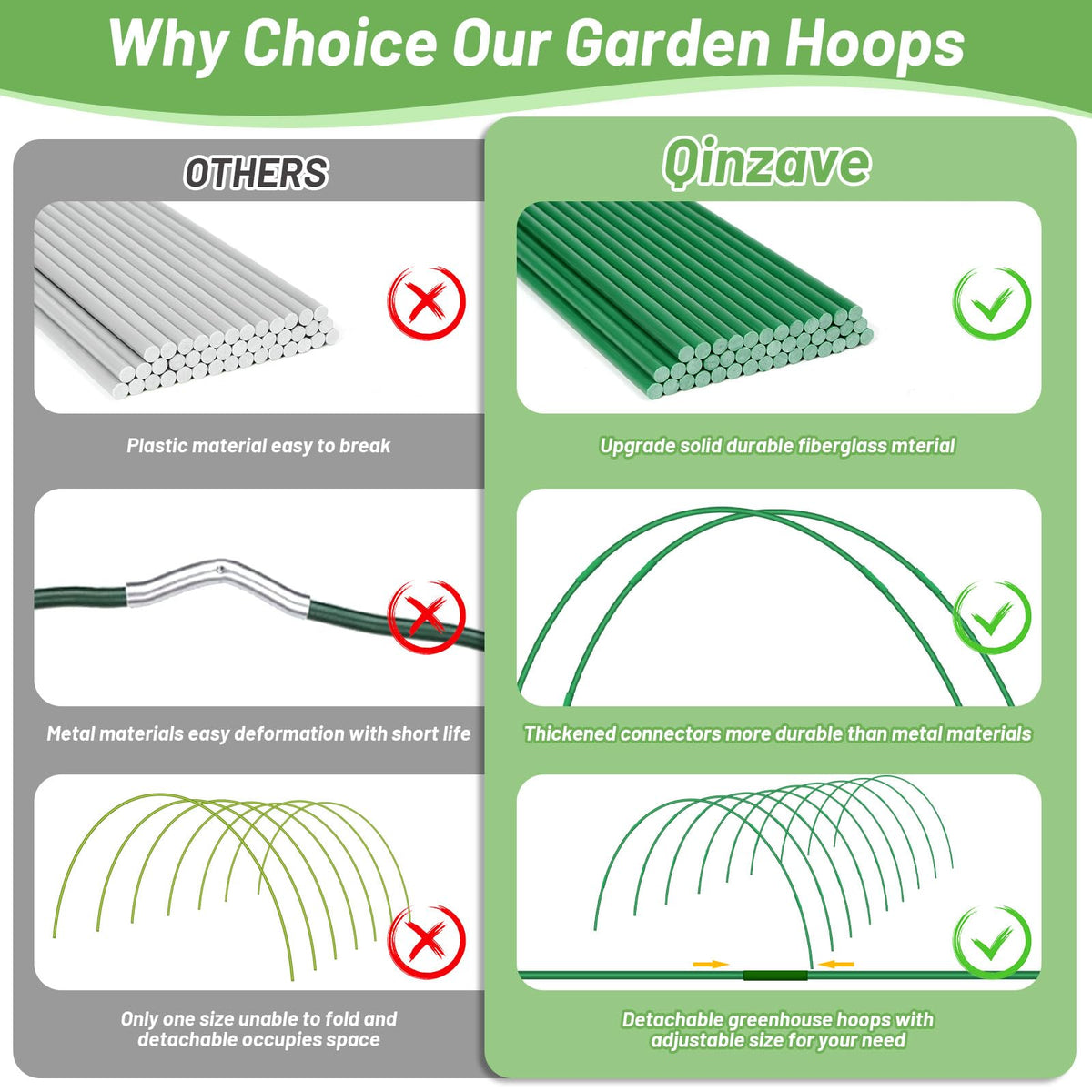 Qinzave greenhouse hoops connection clips enable quick setup and secure coverage for protective netting.
