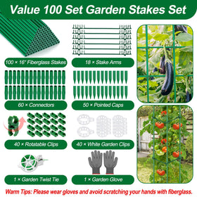 Qinzave stake arms form a triangular tomato cage for climbing plants