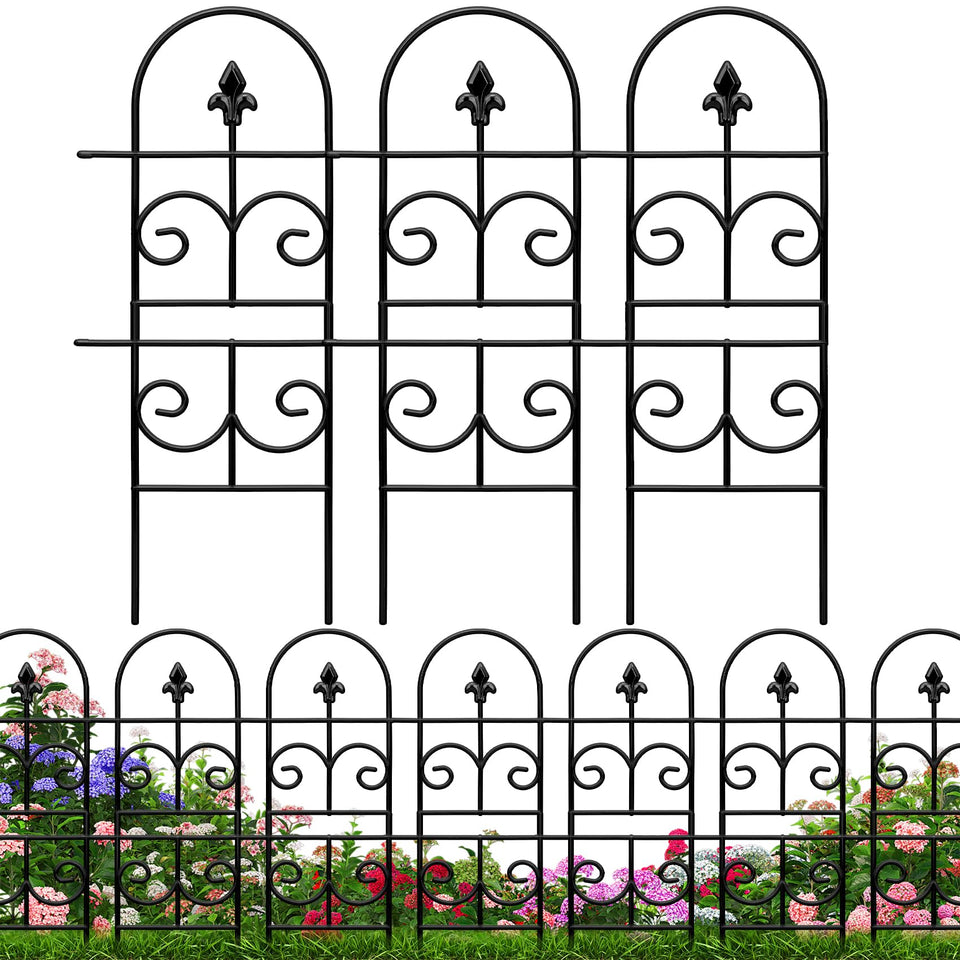 QIAOKAIYAN garden fence 32in tall close-up shows rustproof coating for year round use.