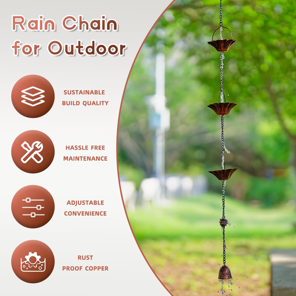 Qipade bell pendant at the bottom creates a delicate rain chime.