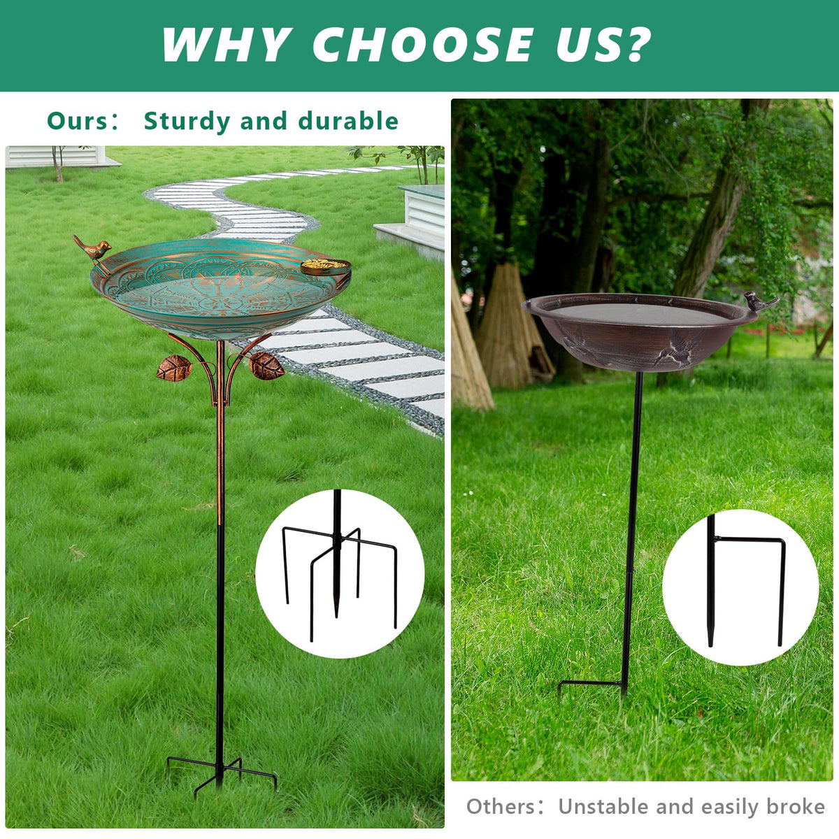 Qipade green garden decor blends with foliage for a cohesive outdoors look.
