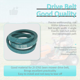 Qissiq green drive belt improves visibility and deck compatibility.