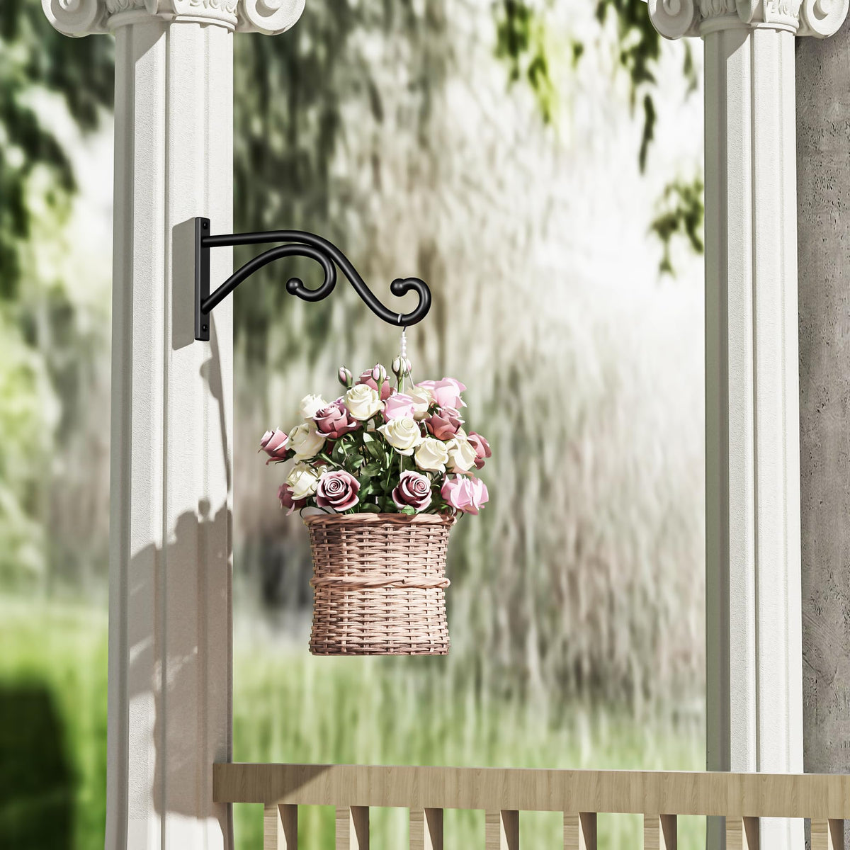 Qiuzido metal bracket hanging a lantern outdoors