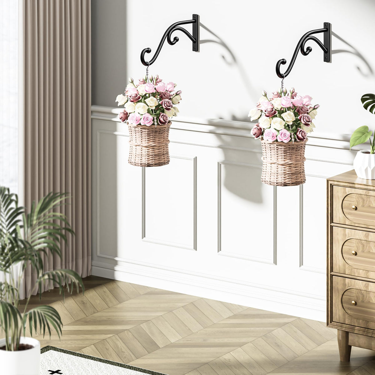 Qiuzido wall-mount plant bracket closeup highlights durable metal construction.