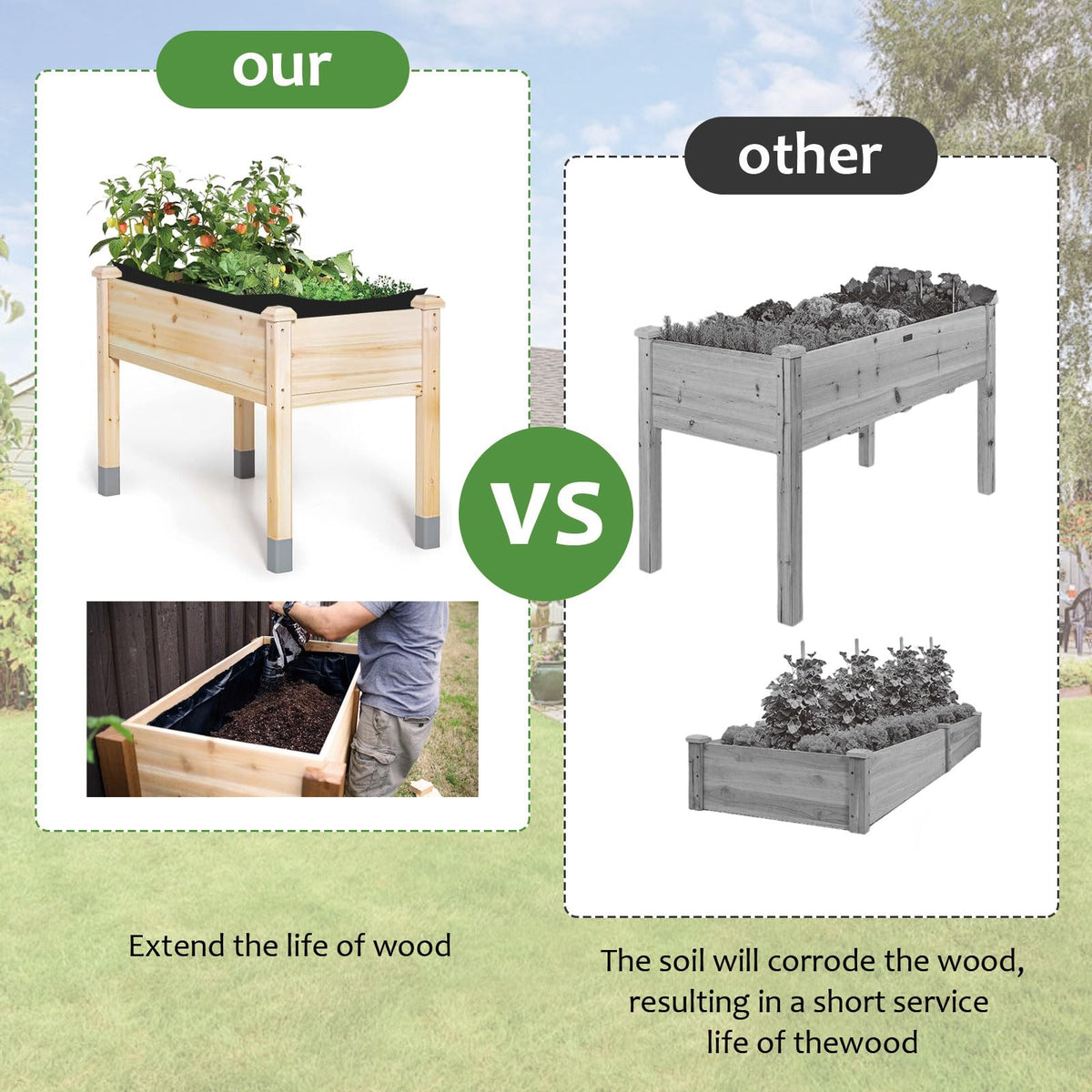 Qivine large vegetable tank liner fitting big raised beds