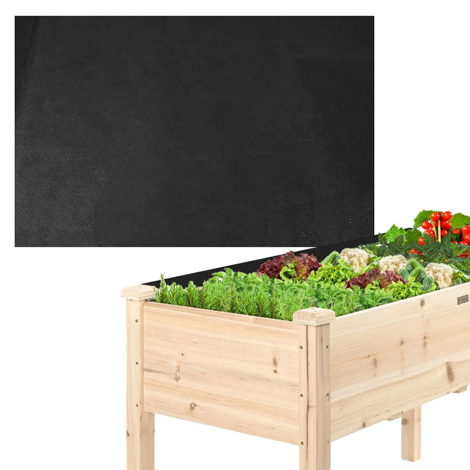 Qivine raised garden bed liner setup showing soil containment and drainage