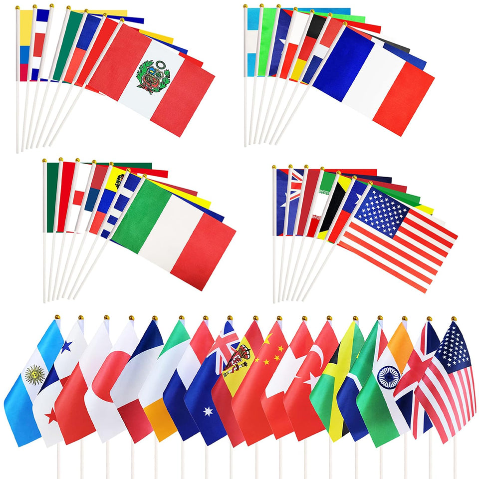 qiyeyeye 100 countries flags on sticks for vibrant event decor