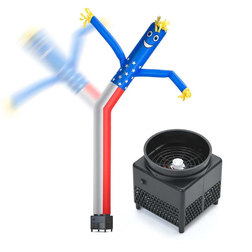 QIZRON 6ft American flag air tube dancer with lights for eye-catching outdoor promotions