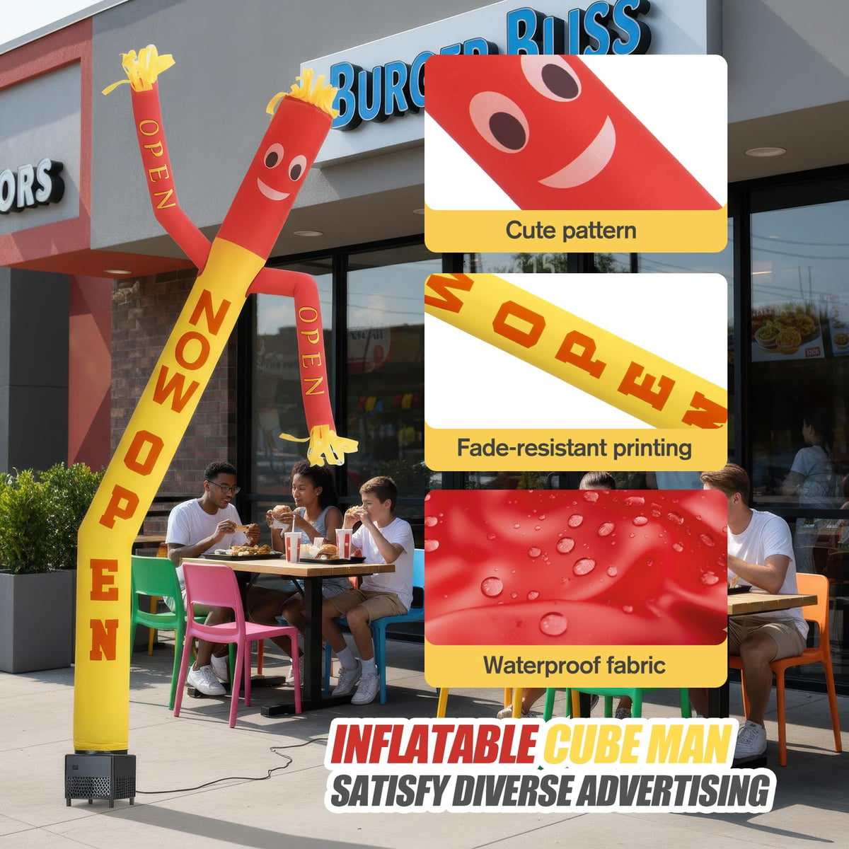QIZRON dancing tube man with integrated lights boosts daytime visibility and impact.