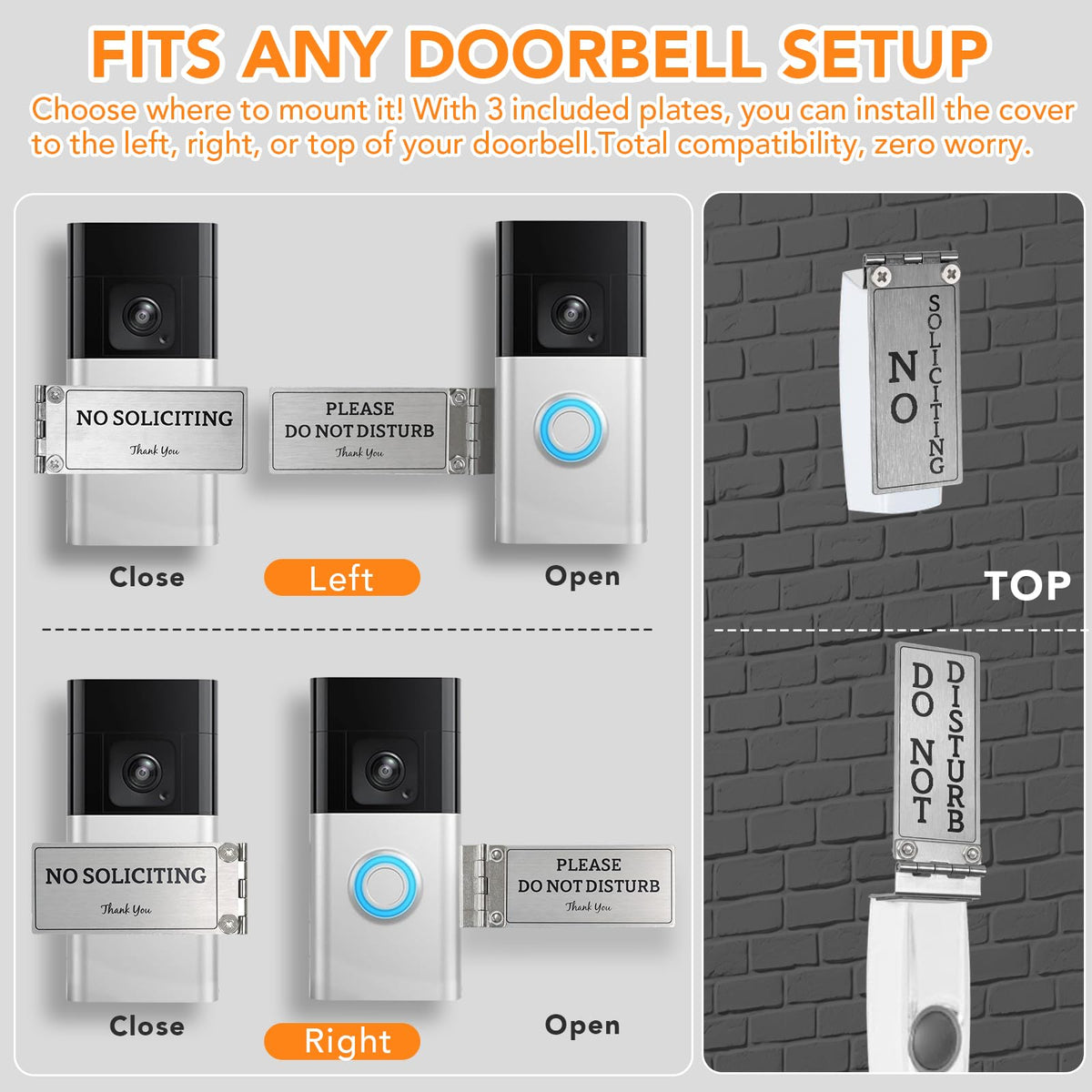 QKJCE doorbell cover front angled view, blends with exterior while preventing accidental rings