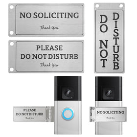 QKJCE metal doorbell cover with no soliciting sign, left view, reduces interruptions