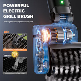 QKMPOM adjustable-angle head reaches grill edges and corners