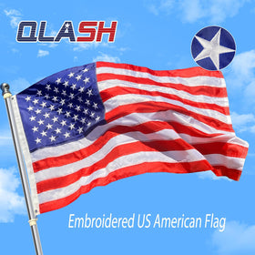 QLASH flag closeup showing brass grommets for secure mounting outdoors