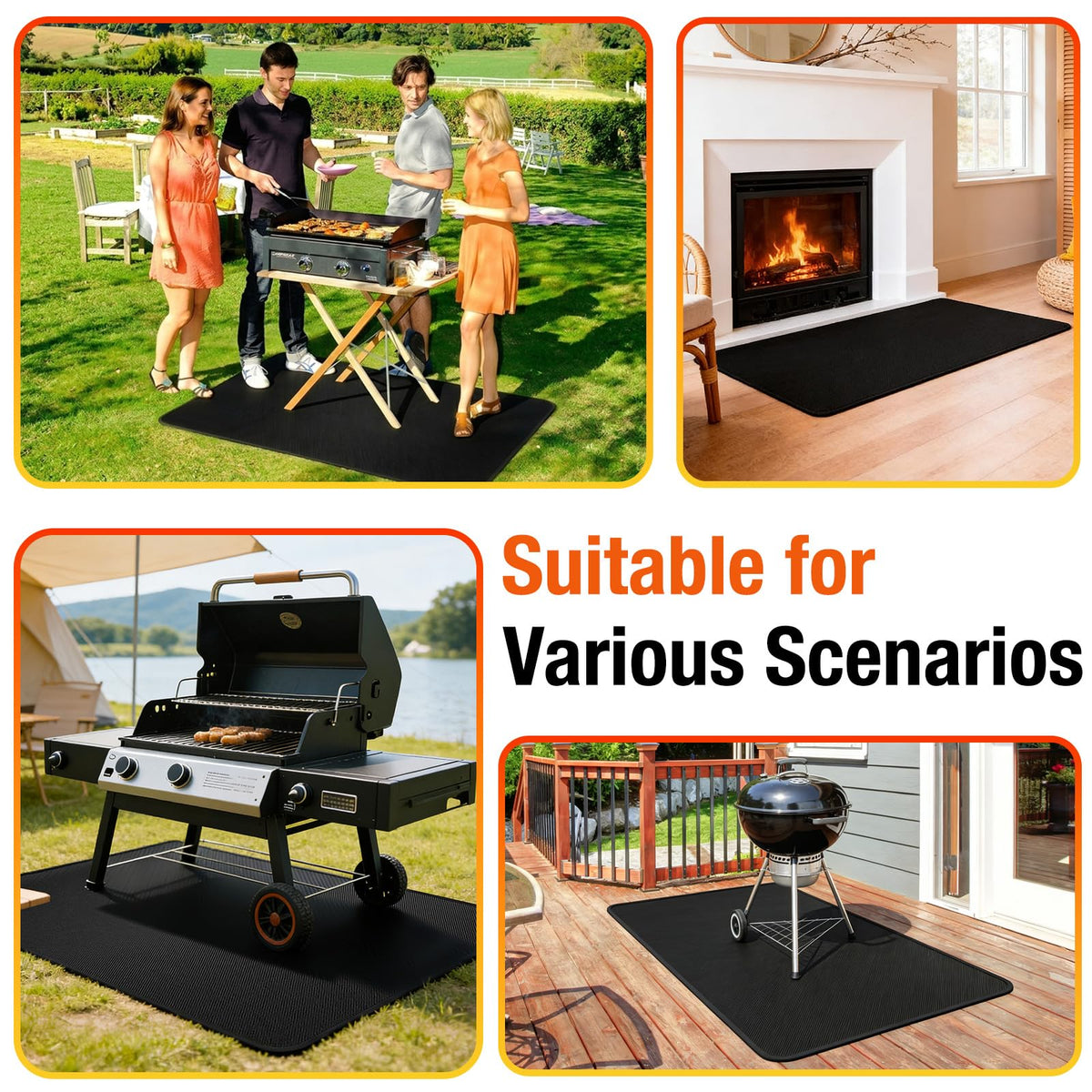 Qlazipse versatile outdoor grill mat used on patio and lawn
