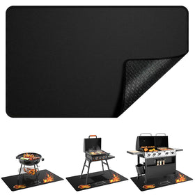 Qlazipse non-slip grill mat on a deck protecting surfaces from embers