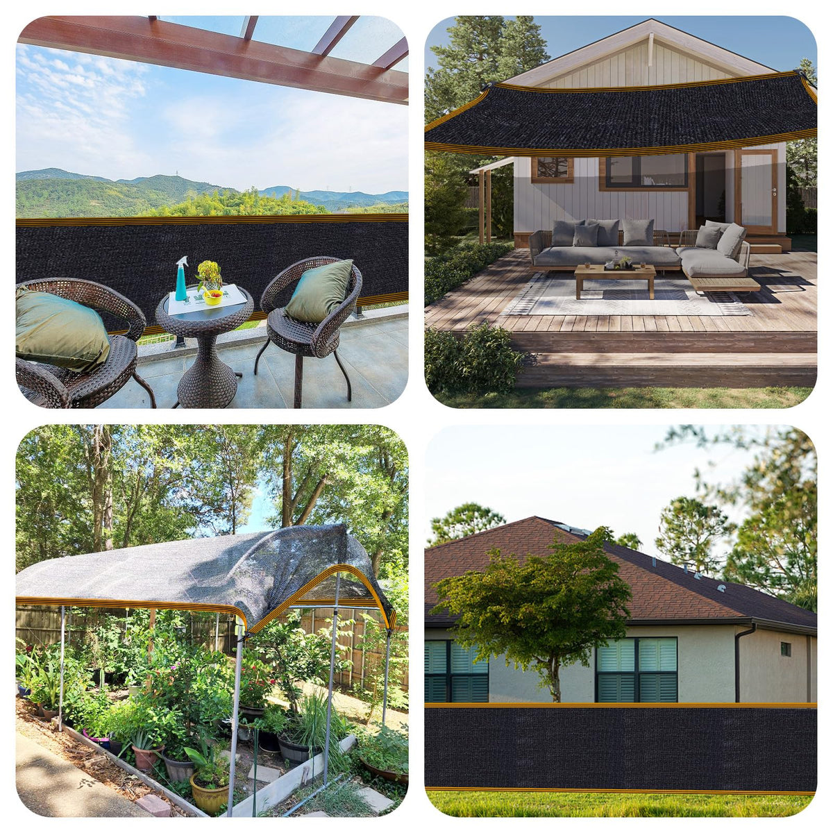 QLOFEI shade cloth around pool area blocks leaves and heat while circulating air.