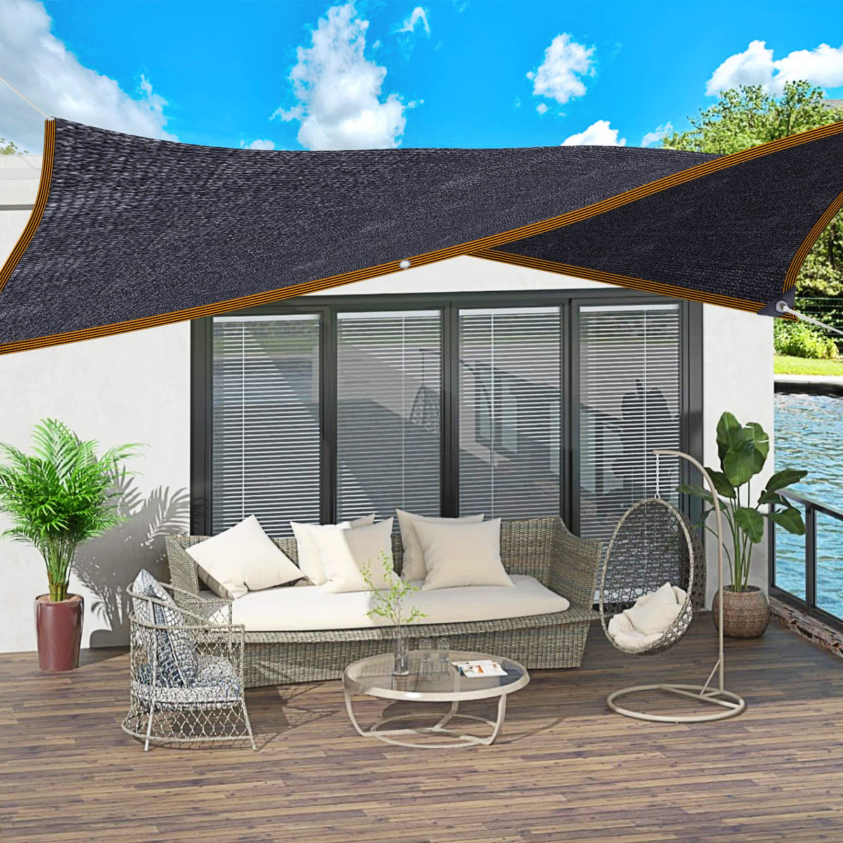 QLOFEI shade cloth features reinforced corners to prevent tearing.