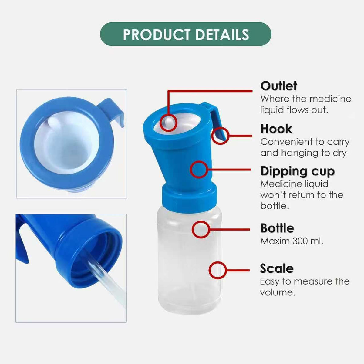 QMARK teat dip cup blue clip-on belt for hands-free dairy tasks.