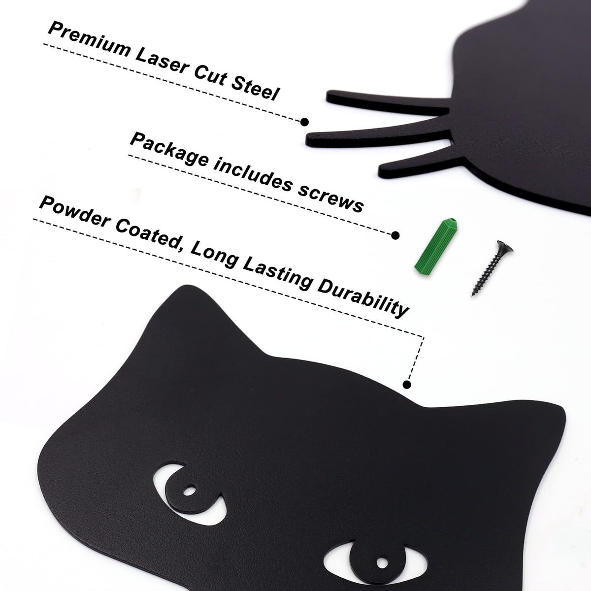 Qmetalart potted-cat stake decor for planters and flower beds outdoors.