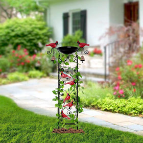 Qmetalart Red cardinals yard decor enhances bird watching and curb appeal.