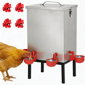 Qnemaei 3-Gallon Waterer with cups and nipples for efficient backyard hydration