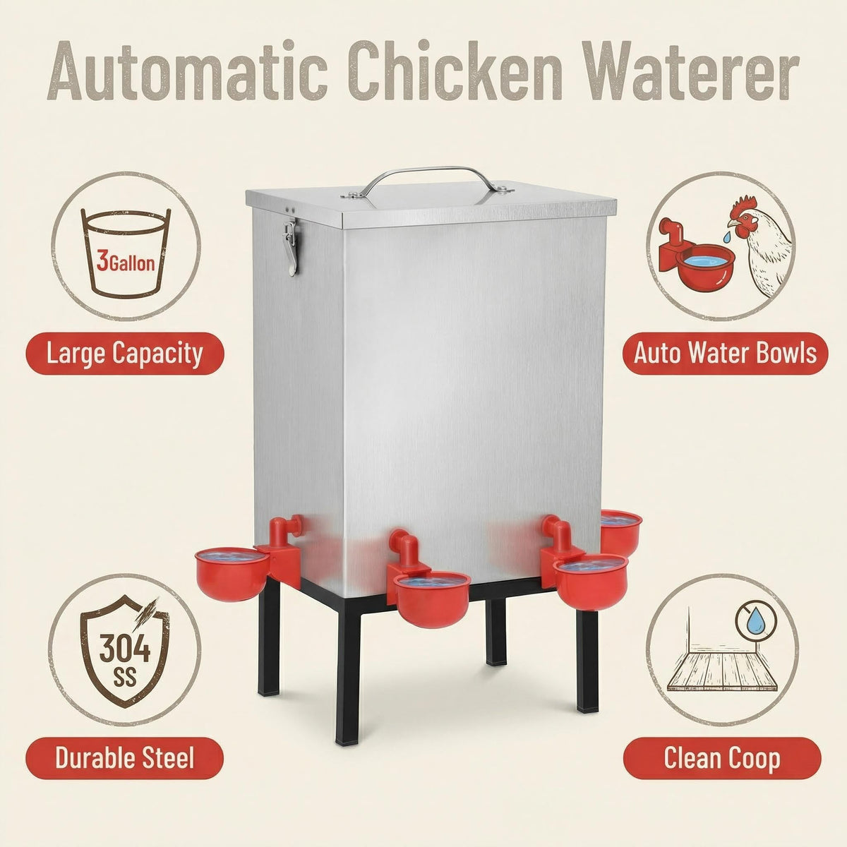 Qnemaei stainless steel body resists cracking and rust outdoors