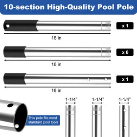 QNFANN pool pole stainless steel durability supports tough cleaning sessions without wobble.