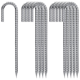 QNLONG J Hook Rebar Stakes setup for quick tent anchoring