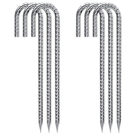 QNLONG 12-inch galvanized rebar stake for durable garden anchoring