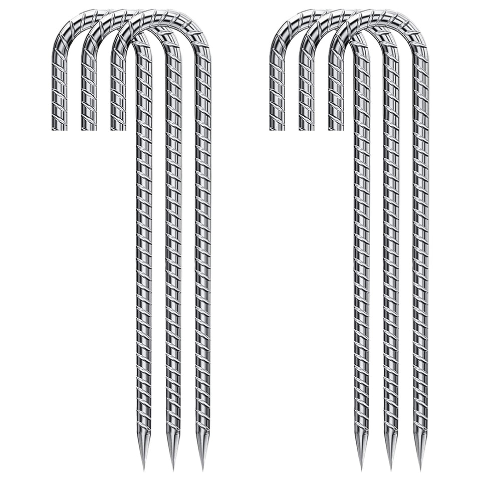 QNLONG 12-inch galvanized rebar stake for durable garden anchoring