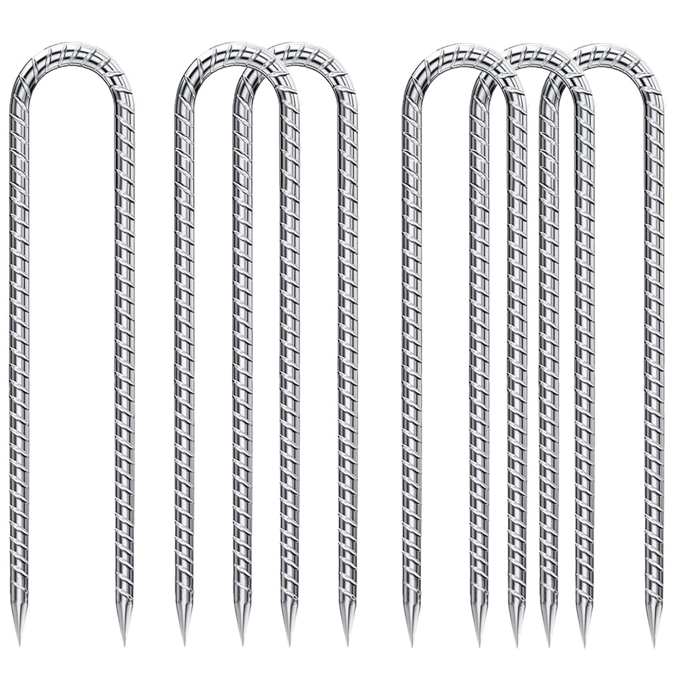 QNLONG rebar-stakes 12-inch galvanized for long-lasting outdoor anchoring and plant support