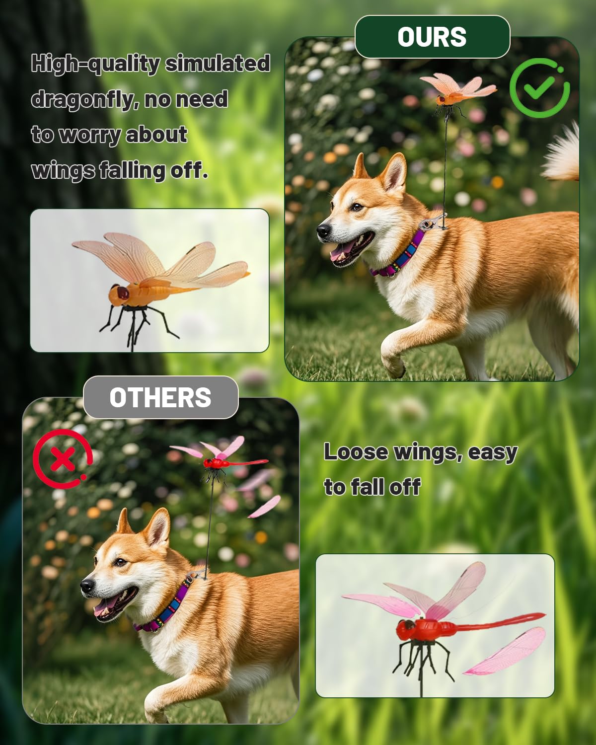 QOJH dragonfly clip in green attached to backpack for outdoor use