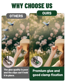 QOJH dragonfly clip in yellow enhances garden decor and deterrence