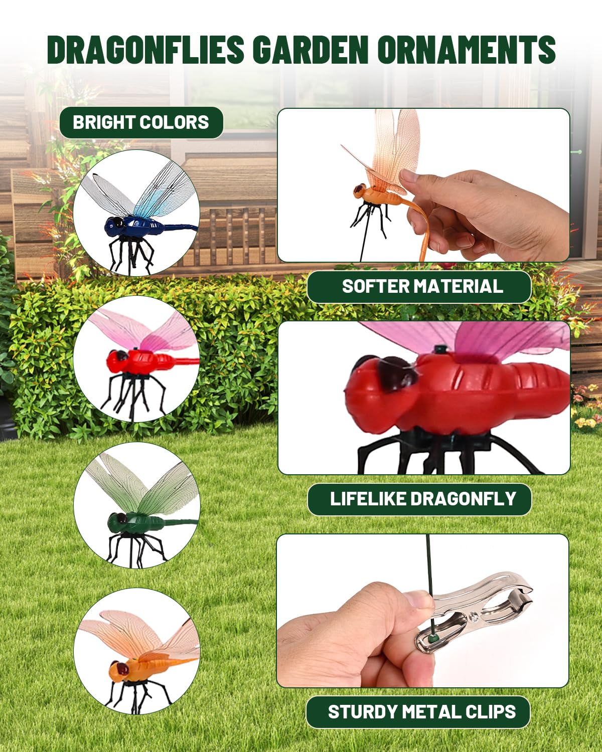 QOJH dragonfly garden stake in red boosts yard decor with deterrence