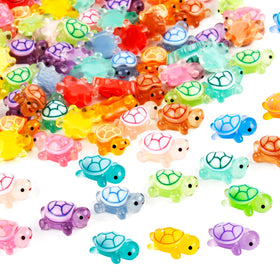 Qoncosy mini turtles 100pc bulk set in bold colors for crafts and decor.