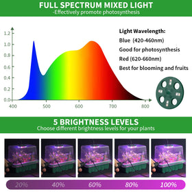 Qoolife seed starter tray brightness control to suit crops