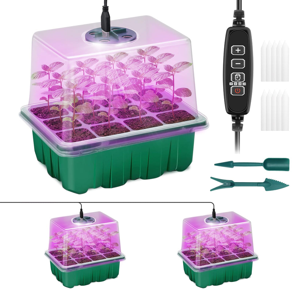 Qoolife seed starter tray with full spectrum LED supports healthy germination