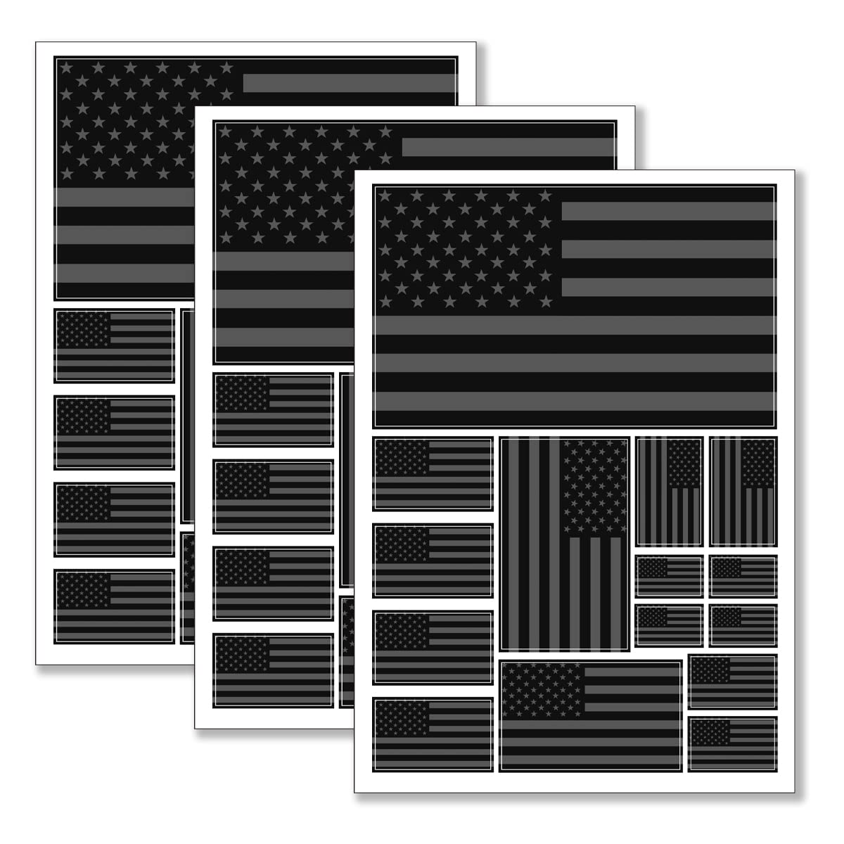 QQSD US flag sticker on a car window, bold black design and clean edges.