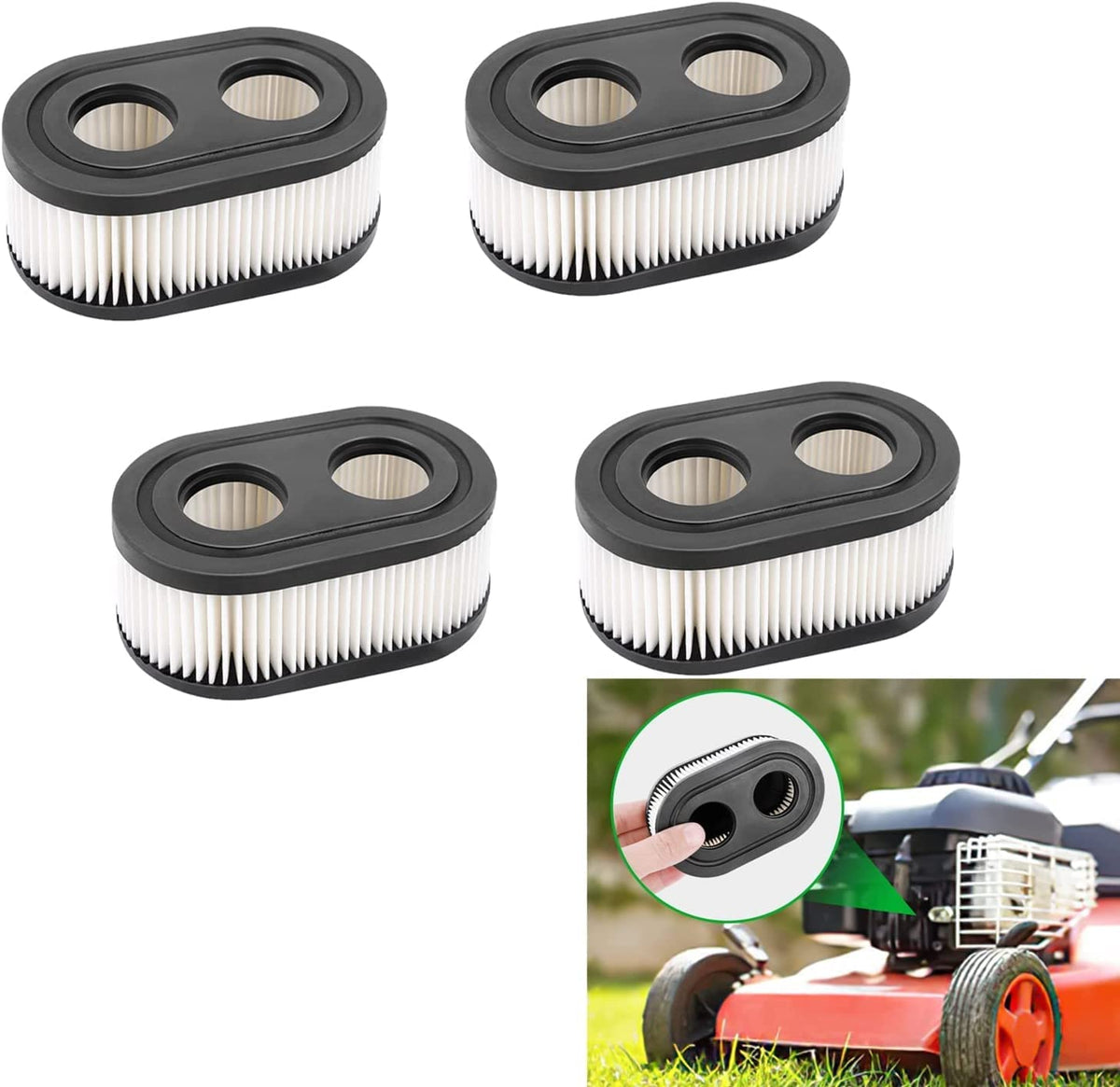 QQV 593260 lawn mower air filter four-pack front view protecting engine and airflow