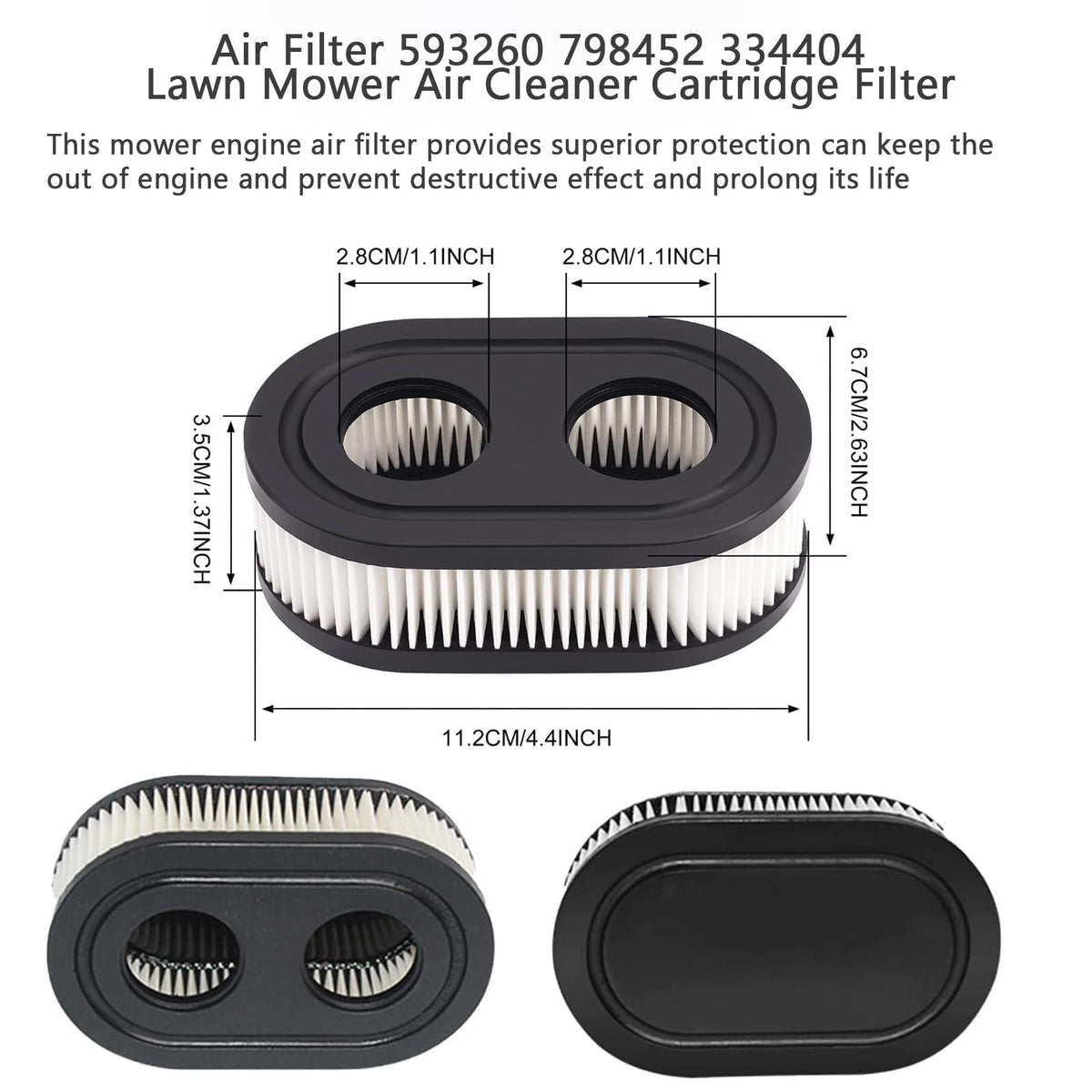 QQV 593260 air filter cartridge side view designed for easy installation