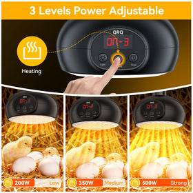 QRQ chicken coop heater dimmable settings help save energy while keeping birds comfortable.