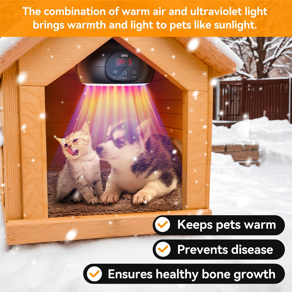 QRQ winter-ready design provides reliable warmth for coops, garages, or greenhouses.